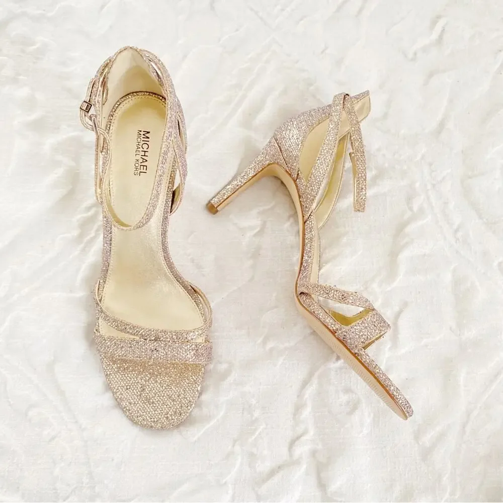 Michael Kors Kimberly Glitter Mesh Sandal Size 9.5